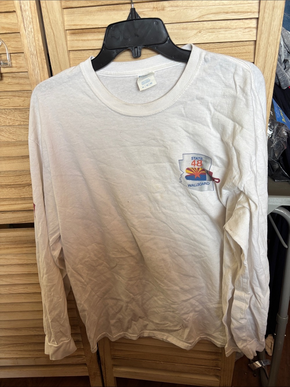 State 48 Wallboard Long Sleeve Tee - White with Small Logo XL